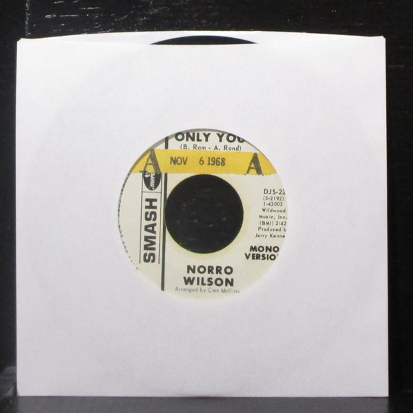 Norro Wilson - Only You 7" VG+ Promo Vinyl 45 Smash DJS-22 USA 1968 - Shuga Records