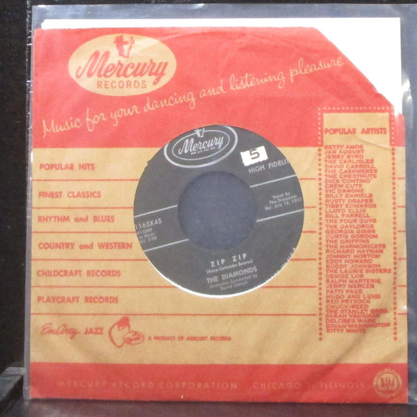 The Diamonds - Zip Zip / Oh, How I Wish 7" VG+ Vinyl 45 Mercury 71165X45 USA - Shuga Records