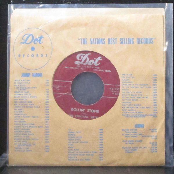 The Fontane Sisters - Rollin' Stone / Playmates 7" Mint- Vinyl 45-15370 Dot 1955 - Shuga Records
