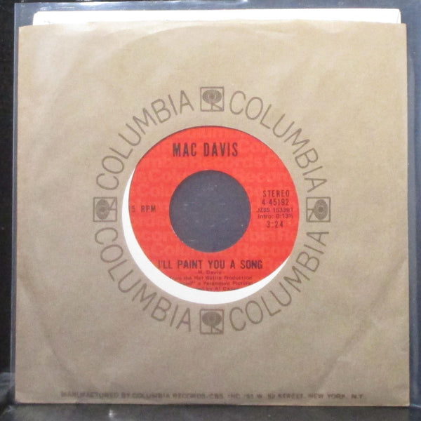 Mac Davis - I'll Paint You A Song 7" VG+ Promo Vinyl 45 Columbia 4-45192 USA - Shuga Records