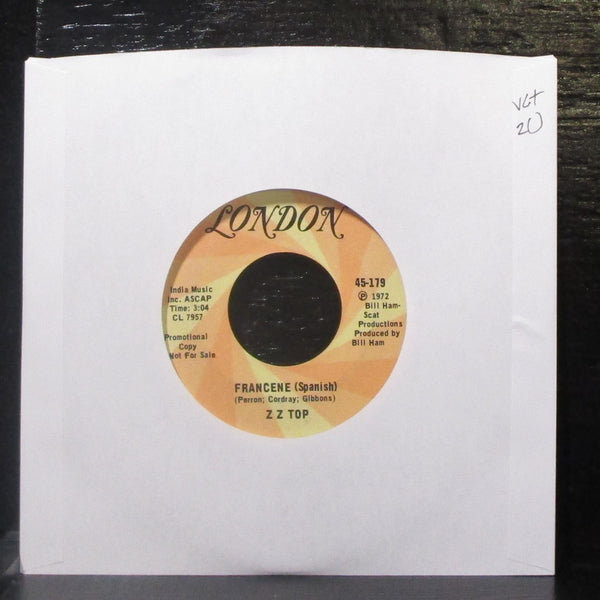 ZZ Top - Francene 7" VG+ Promo Vinyl 45 London 45-179 USA 1972 - Shuga Records