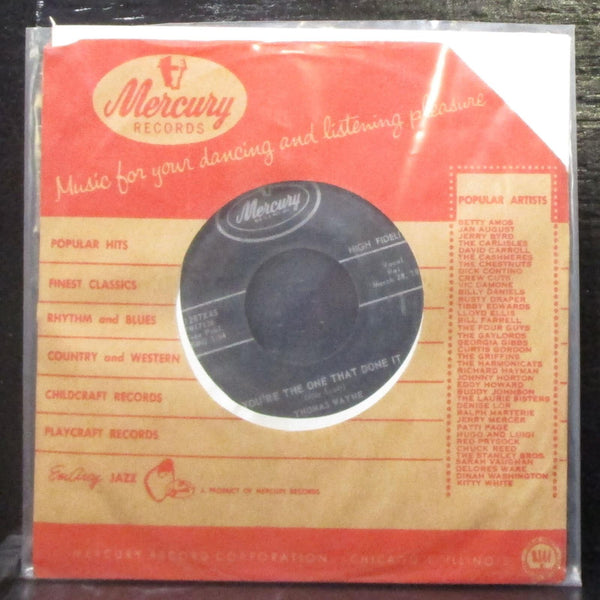 Thomas Wayne - You're The One That Done it / This Time 7" VG- Vinyl 45 Mercury - Shuga Records