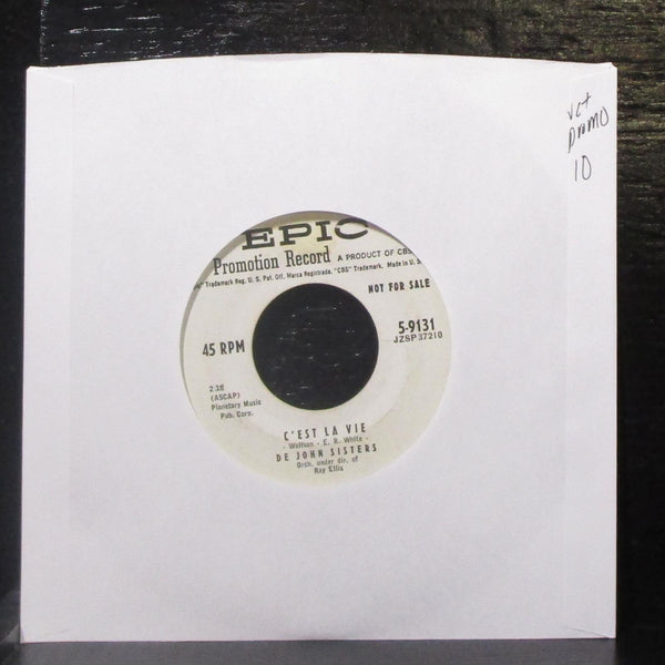 De John Sisters - C'est La Vie / Uninvited Love 7" VG+ Promo Vinyl 45 Epic 1955 - Shuga Records