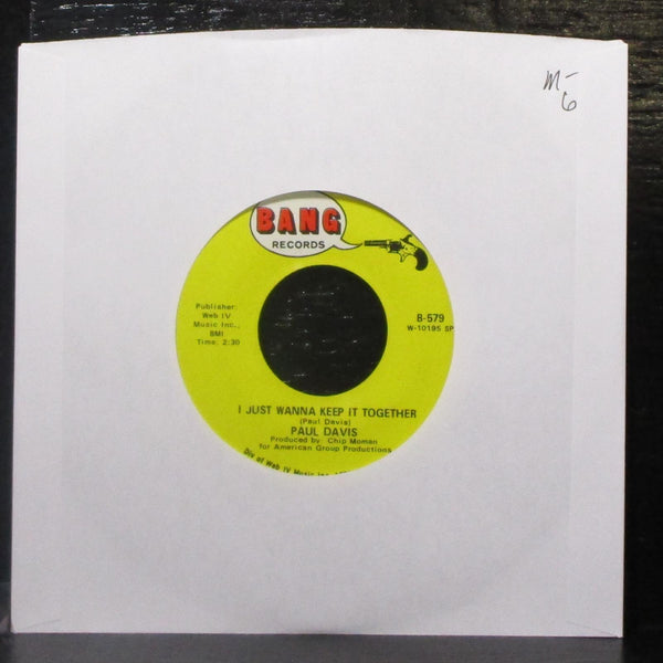 Paul Davis - I Just Wanna Keep It Together / Pollyana 7" Mint- Vinyl 45 Bang USA - Shuga Records