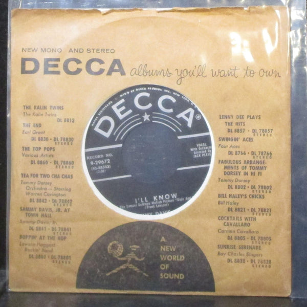 Sammy Davis, Jr. - I'll Know / Adelaide 7" VG+ Vinyl 45 Decca 9-29672 USA 1955 - Shuga Records