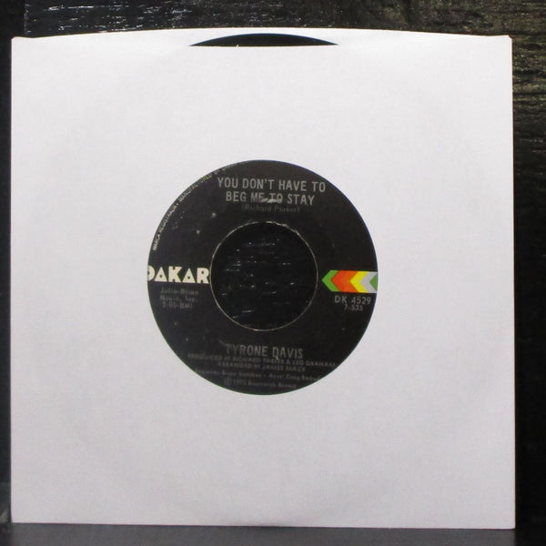 Tyrone Davis - I Wish It Was Me 7" Mint- Vinyl 45 Dakar DK 4529 USA 1974 - Shuga Records