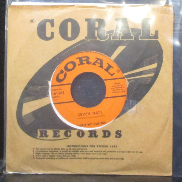 Dorothy Collins - Seven Days / Manuello 7" Mint- Vinyl 45 Coral 9-61562 USA 1956 - Shuga Records