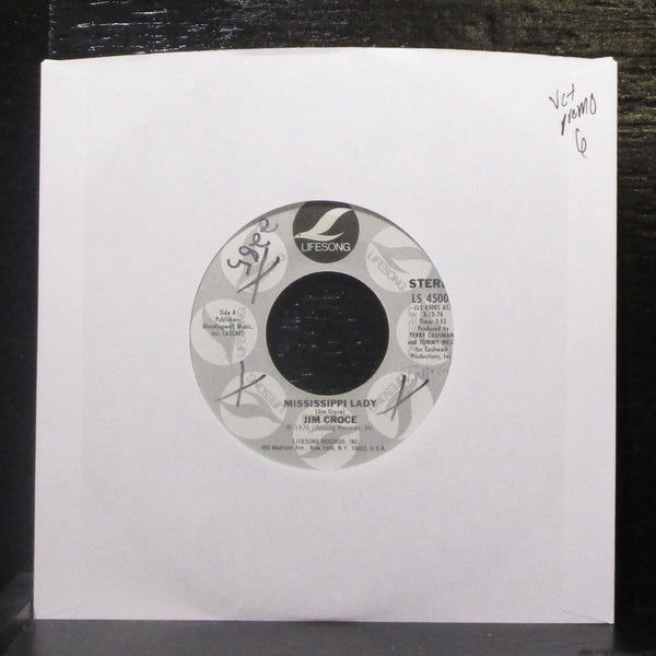 Jim Croce - Mississippi Lady / Maybe Tomorrow 7" VG+ Promo Vinyl 45 Lifesong USA - Shuga Records