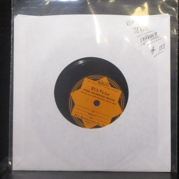Unknown Artist - Private Recording 6" VG+ Vinyl 78 RCA Victor Home Recording - Shuga Records