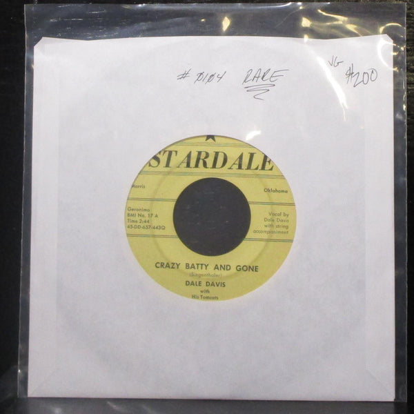 Dale Davis - Crazy Batty & Gone 7" VG Rare Vinyl 45 Stardale 0104 USA 1957 - Shuga Records