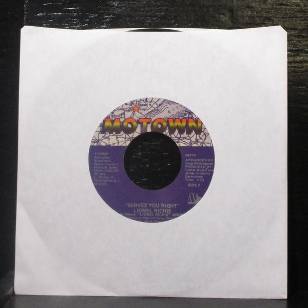 Lionel Richie - Running With The Night / Serves You Right 7" VG+ Vinyl 45 Motown - Shuga Records