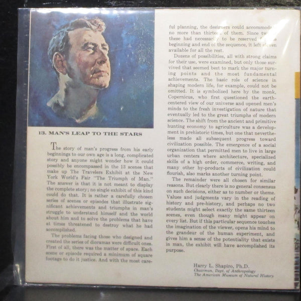 Frank Ledlie Moore - The Triumph Of Man 7" VG+ Red Vinyl 33 Travelers Insurance - Shuga Records