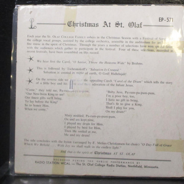 Various Artists - Christmas At St. Olaf 7" VG+ Vinyl 45 WCAL EP-571 USA - Shuga Records