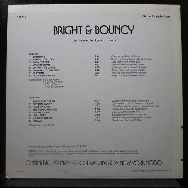Morris / Rensing / Wood / Szczepanski - Bright & Bouncy LP Mint- OM 117 USA 1981 - Shuga Records