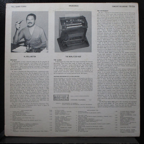 Al Bollington - At The Wurlitzer Electronic Theatre Organ LP VG+ CR-E029 Signed - Shuga Records