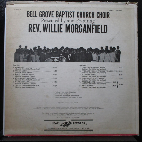 Bell Grove Baptist Church Choir, Willie Morganfield LP VG+ LPS 0125 Vinyl Record - Shuga Records