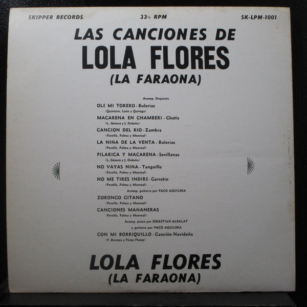 Lola Flores - Las Canciones De Lola Flores (La Faraona) LP VG+ SK-LPM-1001 Mono - Shuga Records
