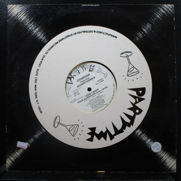 Citispeak Ft Jeanne Harris - I Don't Need Your Handouts 12" VG+ PT-106 Promo - Shuga Records
