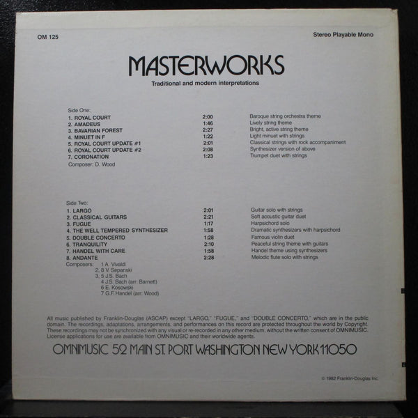 Unknown Artist - Masterworks LP Mint- OM 125 USA 1982 Vinyl Record - Shuga Records
