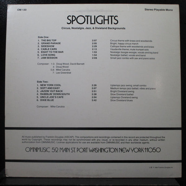 Various - Spotlights LP Mint- OM 130 USA 1984 Vinyl Record w/Insert - Shuga Records