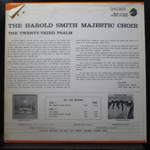 The Harold Smith Majestic Choir - The 23rd Psalm LP VG+ 16326 Mono Vinyl Record - Shuga Records