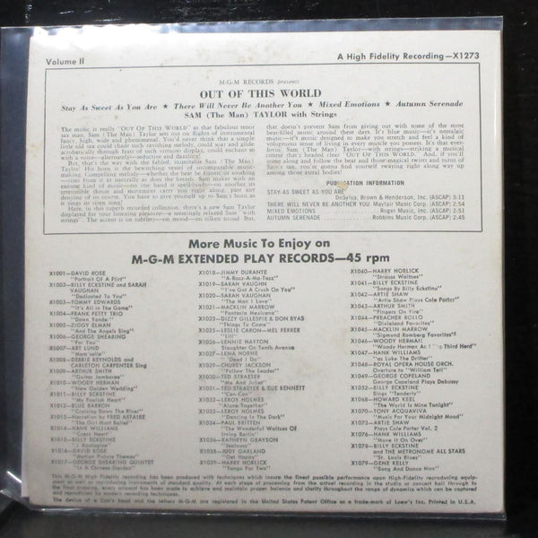 Sam (The Man) Taylor - Out Of This World Vol. 2 EP 7" VG+ Vinyl 45 MGM X1273 - Shuga Records