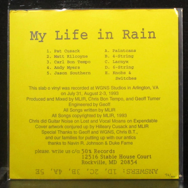 My Life In Rain - This Is Your Ballistic Helmet 7" Mint- Vinyl 33 FPR002 yellow - Shuga Records
