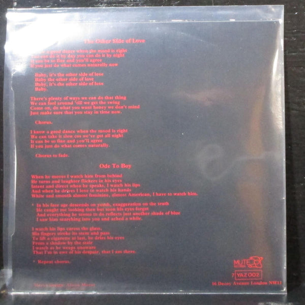 Yazoo - The Other Side Of Love / Ode To Boy 7" Mint- Vinyl 45 Mute 7 YAZ 002 UK - Shuga Records