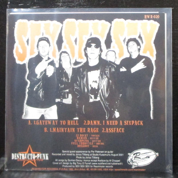 Sex Sex Sex - Rock The Deceased 7" Mint- Orange Vinyl 45 Reanimator HWR-020 USA - Shuga Records