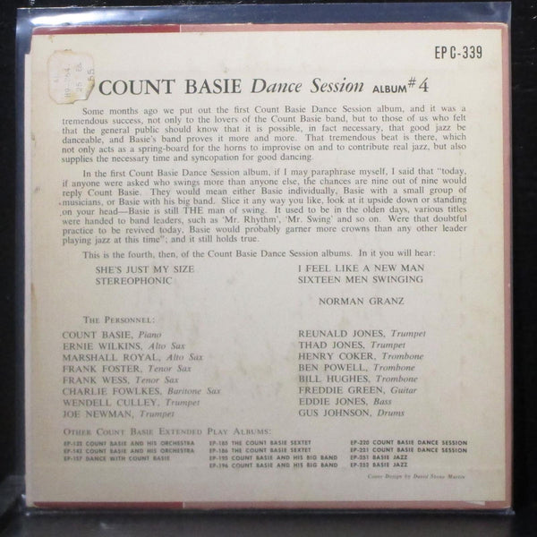 Count Basie - Dance Session Album #4 7" VG+ Vinyl 45 Clef EP-C-339 USA 1954 - Shuga Records