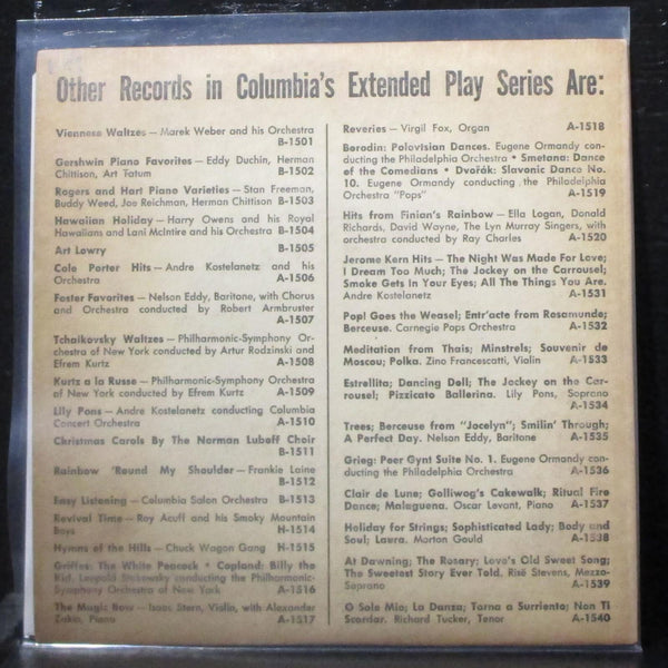Andre Kostelanetz - Jerome Kern Hits EP 7" VG+ Vinyl 45 Columbia A 1531 USA - Shuga Records