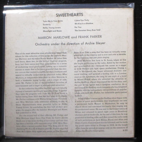 Marion Marlowe, Frank Parker - Sweethearts EP 2x7" VG+ Vinyl 45 Columbia B 331 - Shuga Records