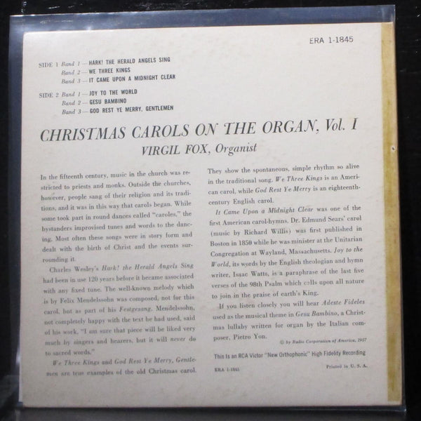 Virgil Fox - Christmas Carols On The Organ Vol. 1 7" VG+ Vinyl 45 RCA ERA 1-1845 - Shuga Records