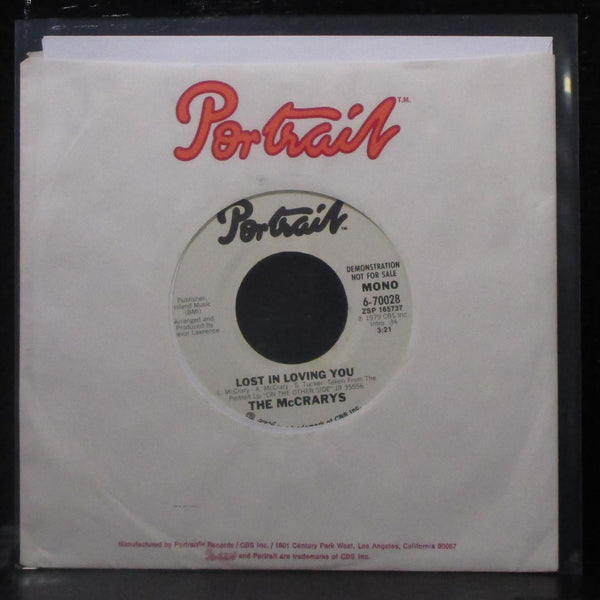The McCrarys - Lost In Loving You 7" Mint- Promo Vinyl 45 Portrait 6-70028 USA - Shuga Records