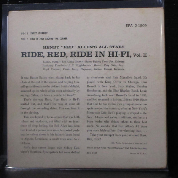 Henry "Red" Allen's All Stars - Ride, Red, Ride in Hi-Fi Vol. 2 7" VG+ Vinyl 45 - Shuga Records