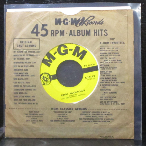 Harry Horlick - La Cumparsita / Adios Muchachos 7" VG+ Vinyl 45 MGM K30182 USA - Shuga Records