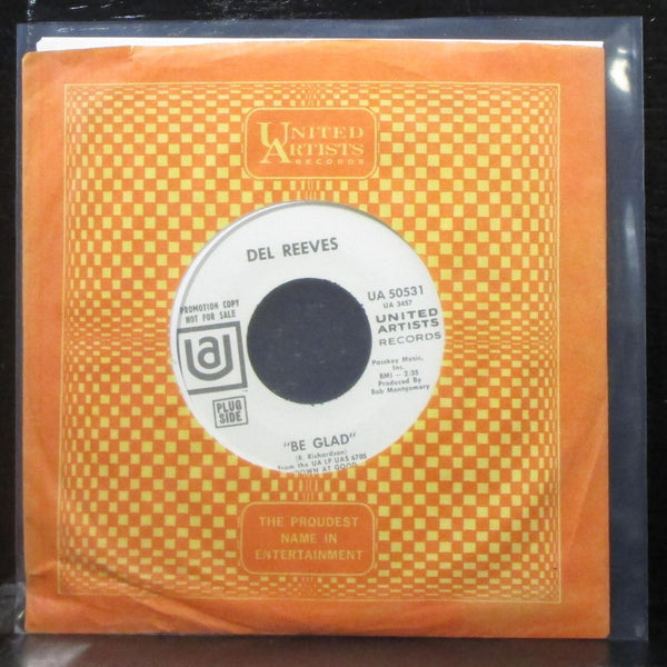 Del Reeves - Moccasin Branch / Be Glad 7" Mint- Promo Vinyl 45 UA 50531 USA 1969 - Shuga Records