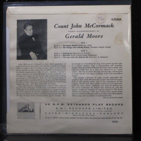 John McCormack - Count John McCormack EP 7" VG+ Vinyl 45 His Master's Voice UK - Shuga Records