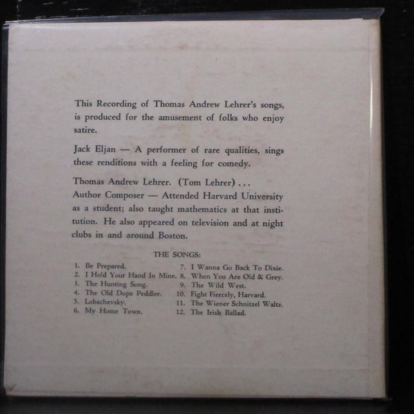 Jack Eljan - Tom Lehrer's Song Satires 2x7" VG+ Red Vinyl 45 Rivoli EP-R 4 USA - Shuga Records