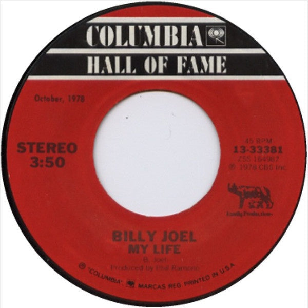 Billy Joel ‎– My Life / Big Shot - VG 45rpm USA Columbia Records Hall of Fame - Rock / Pop - Shuga Records