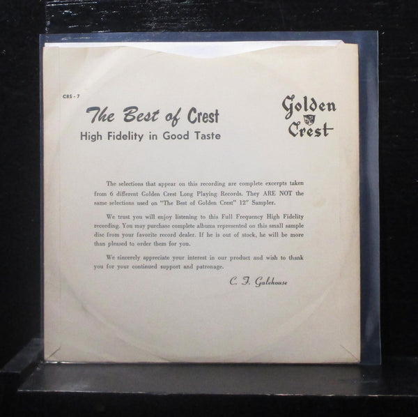 Various - The Best Of Crest 7" VG+ CRS 7 Promo Vinyl 33 RPM - Shuga Records