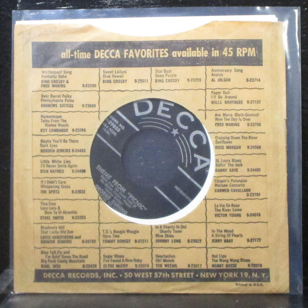 George Duning - Theme From "Picnic" 7" Mint- Vinyl 45 Decca 9-29888 USA 1956 - Shuga Records