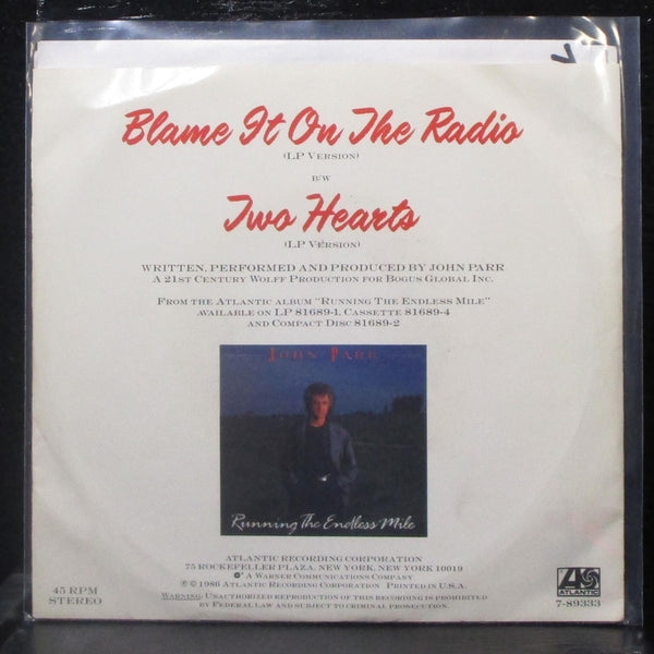 John Parr - Blame It On The Radio 7" Mint- Promo Vinyl 45 Atlantic 7-89333 USA - Shuga Records