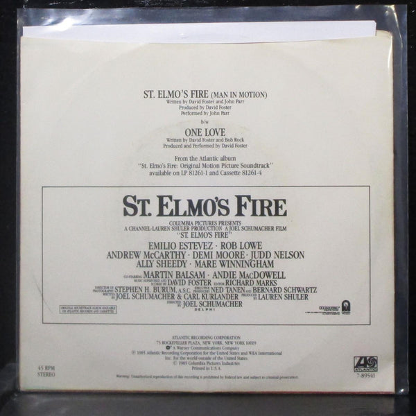 John Parr - St. Elmo's Fire (Man In Motion) 7" Mint- Promo Vinyl 45 Atlantic - Shuga Records