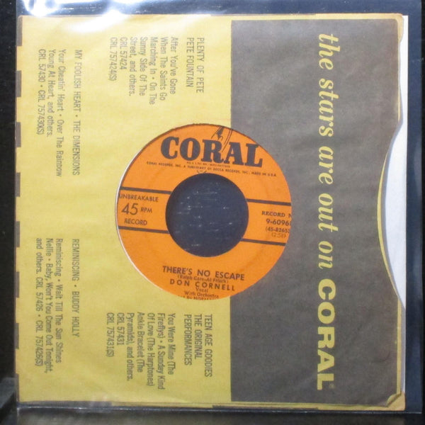 Don Cornell - Many Are The Times / There's No Escape 7" VG+ Vinyl 45 Coral USA - Shuga Records