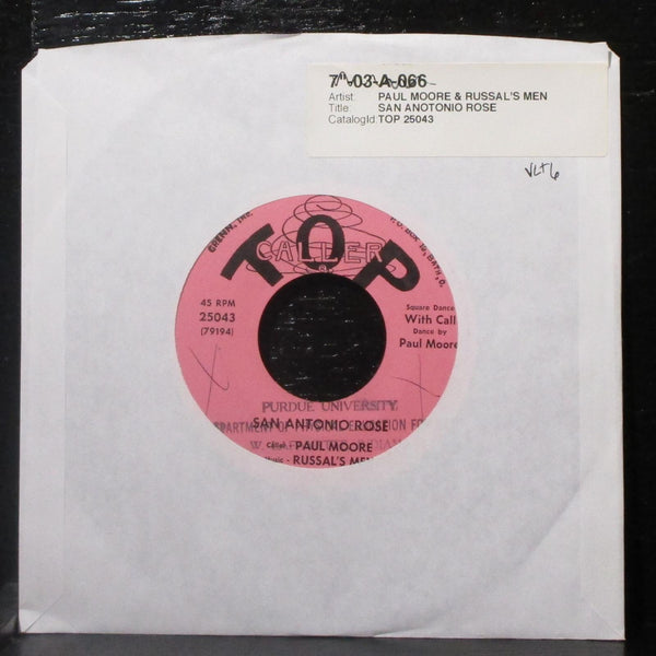 Paul Moore & Russal's Men - San Antonio Rose 7" VG+ Vinyl 45 Top Caller 25043 - Shuga Records
