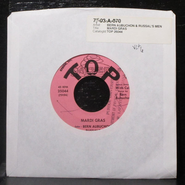 Bern Aubuchon & Russal's Men - Mardio Gras 7" VG+ Vinyl 45 Top Caller 25044 USA - Shuga Records