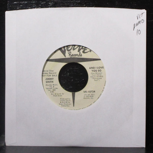 Jimmy Smith - And I Love You So / Ritual (Funky 5/4) 7" VG+ Promo Vinyl 45 Verve - Shuga Records