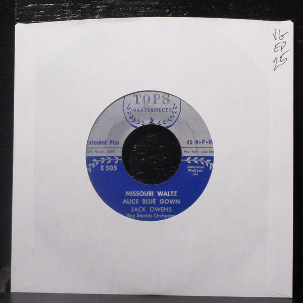 Jack Owens - Missouri Waltz EP 7" VG Vinyl 45 Tops Masterpieces E 505 USA - Shuga Records