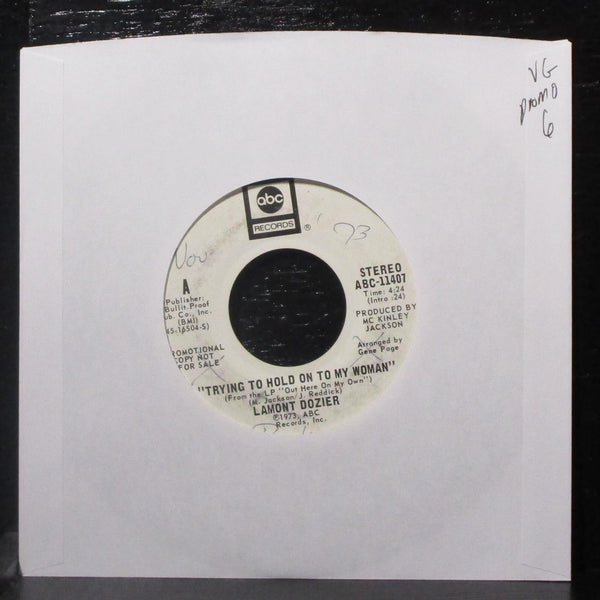 Lamont Dozier - Trying To Hold On To My Woman 7" VG Promo Vinyl 45 ABC-11407 - Shuga Records